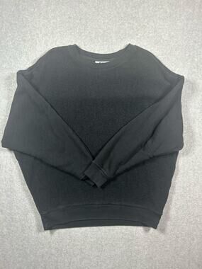 Ch. Chapter Terry Pullover Sweatshirt Women's Black Dropped Shoulders Crew Neck